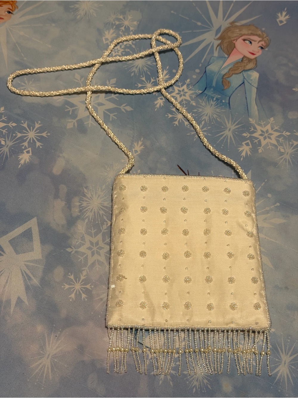 La Regale Ivory Beaded Fringe Evening Wristlet
